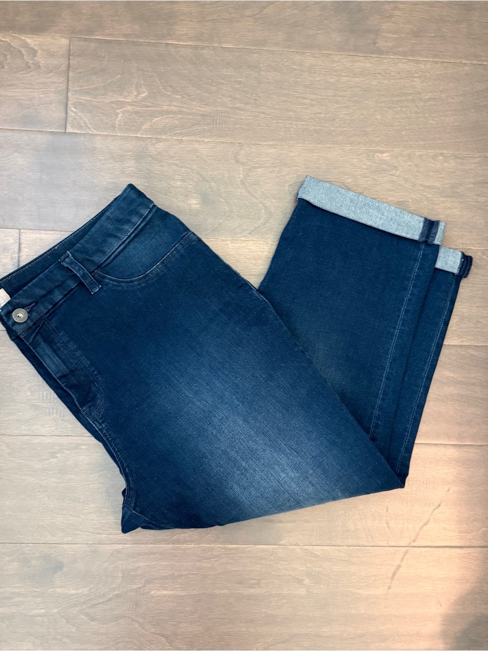 Chico's Dark Blue Denim Cropped Jeans Excellent Sz 12 Chicos 2